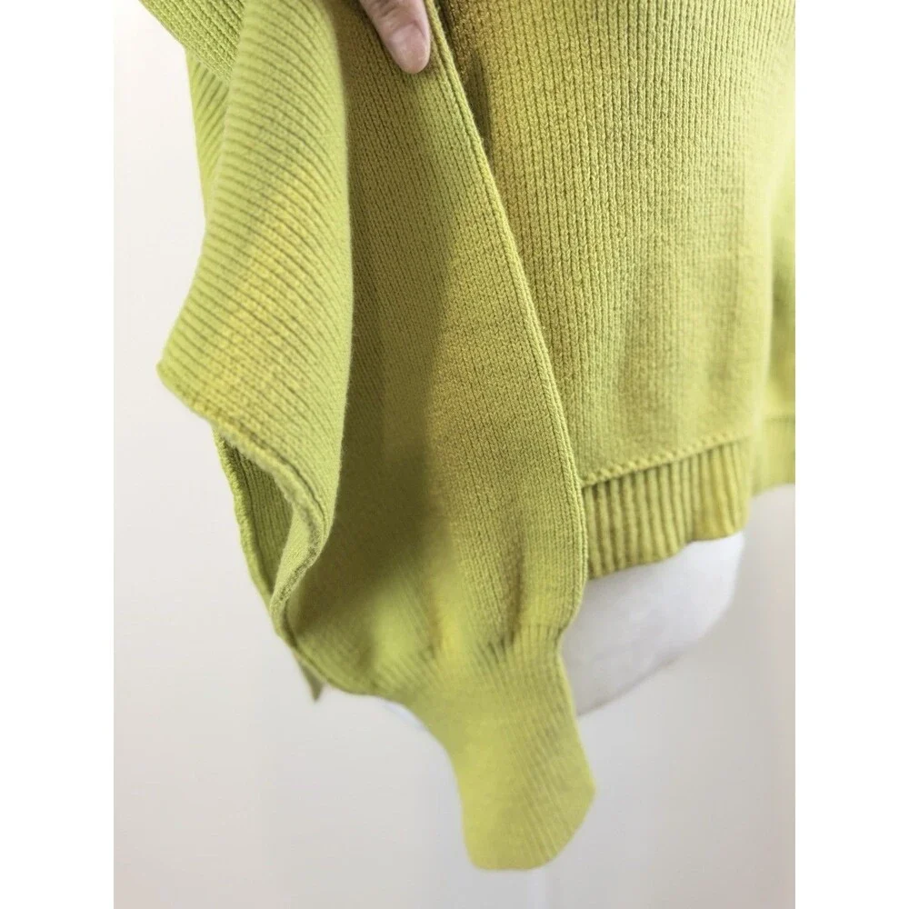 Free People Oversized Cropped Rib Knit Sweater Green Cotton Blend Size S/P